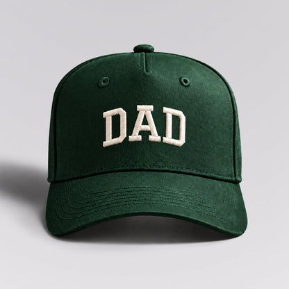 DAD hat in Green by The Parent Club. Front studio view with wider framing.