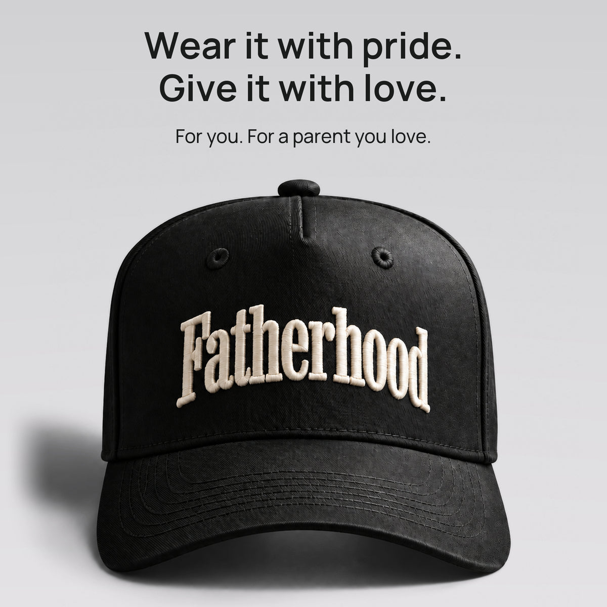 Black Fatherhood cap. Wear it with pride. Give it with love. For you, or a parent you love.