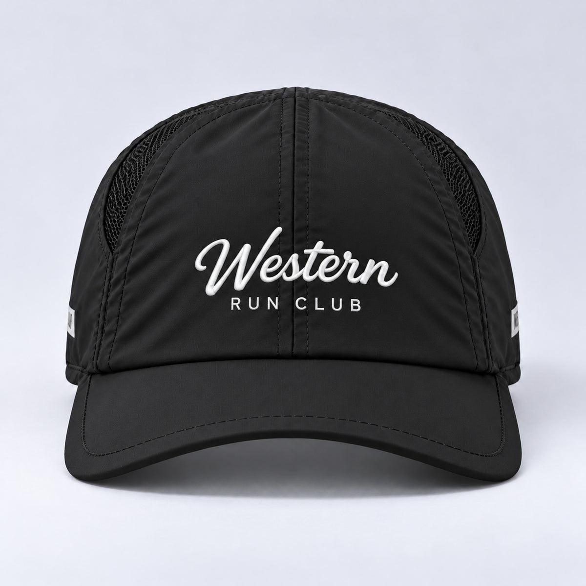 brand script club  black centered front view