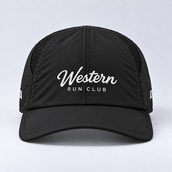 brand script club  black centered front view