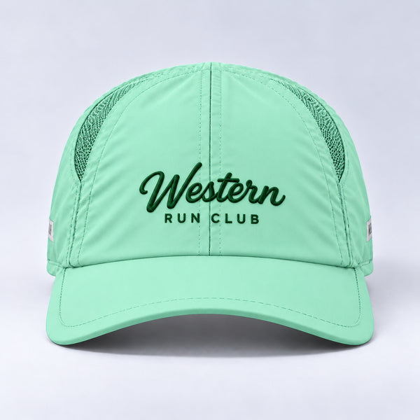 brand script club  seafoam centered front view
