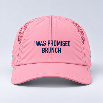 I Was Promised Brunch run cap in blush-pink, centered front view