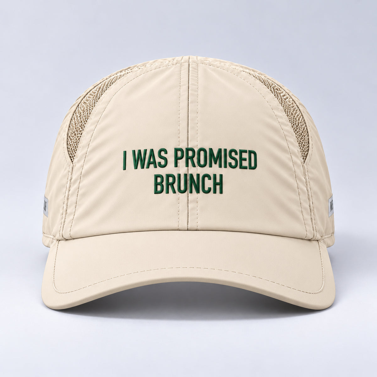 I Was Promised Brunch run cap in bone, centered front view
