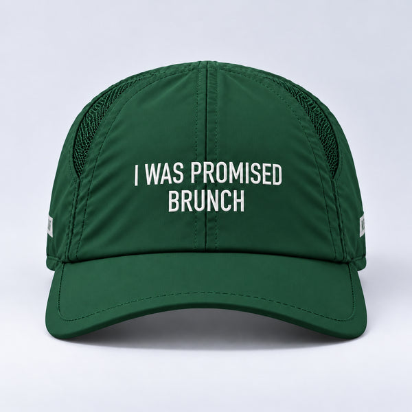 I Was Promised Brunch run cap in forest, centered front view