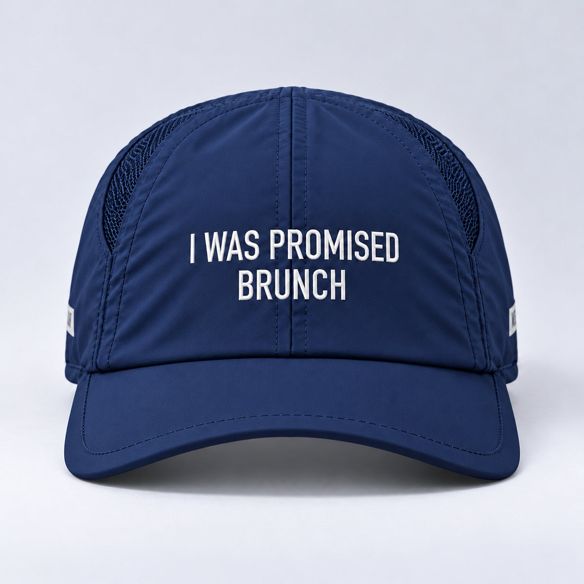 I Was Promised Brunch run cap in navy, centered front view