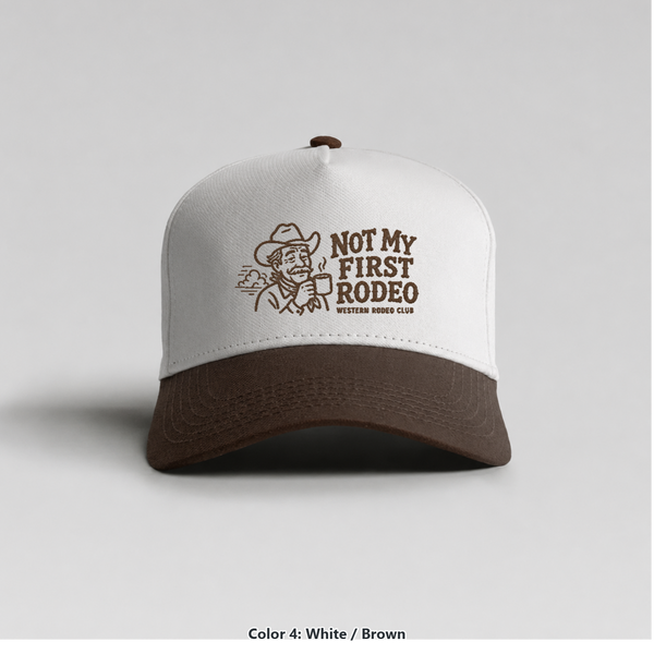 Not My First Rodeo hat in White / Brown by Western Rodeo