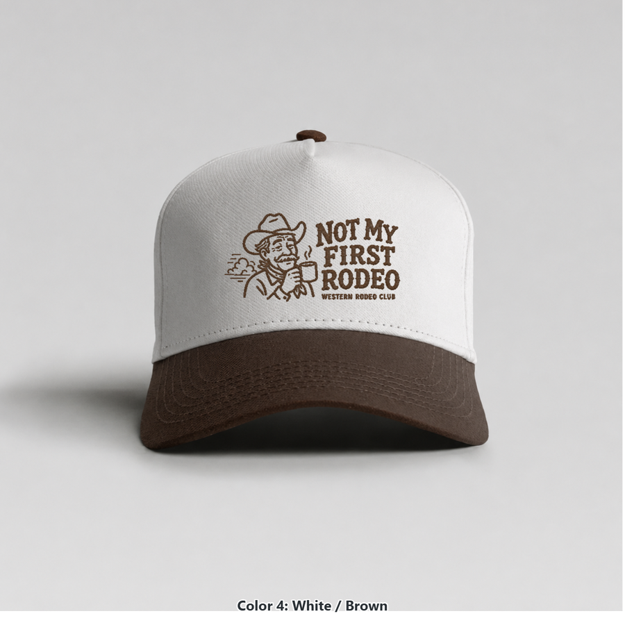 Not My First Rodeo hat in White / Brown by Western Rodeo