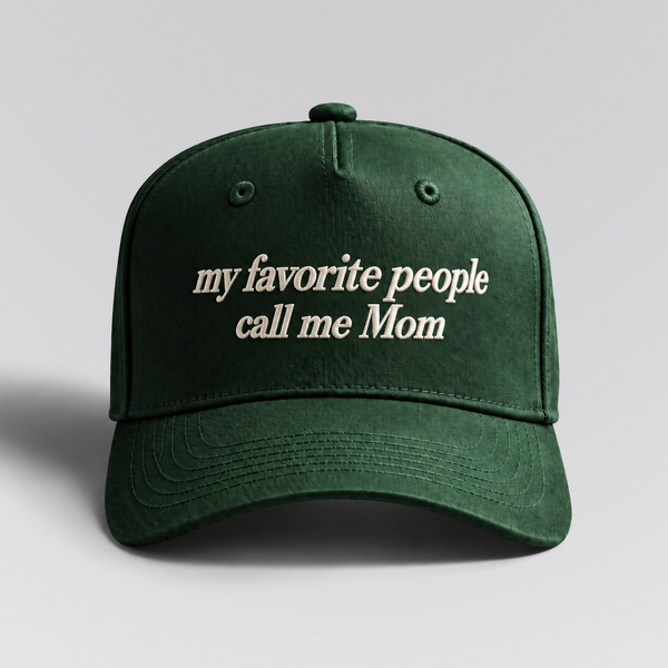 Favorite People hat in Green by The Parent Club. Front studio view with wider framing.